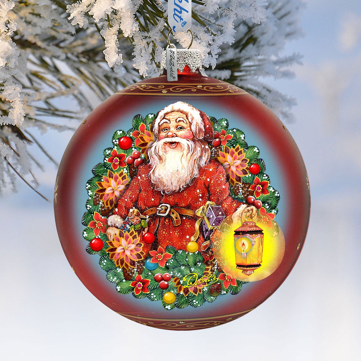 Enchanted Santa Glass Ornament Limited Edition by D. Gelsinger - Christmas Santa Snowman Decor - 73887-1003