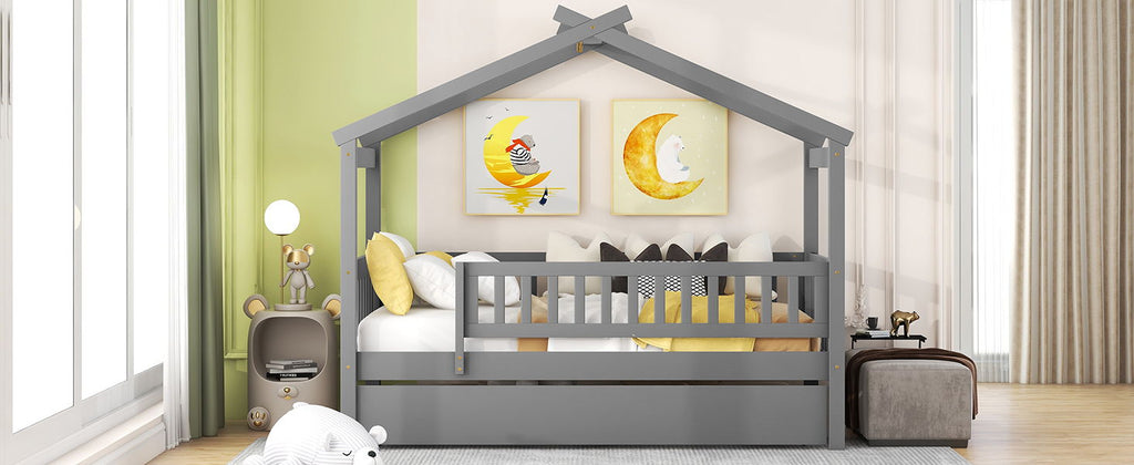 Creativity House Bed With Twin Size Trundle