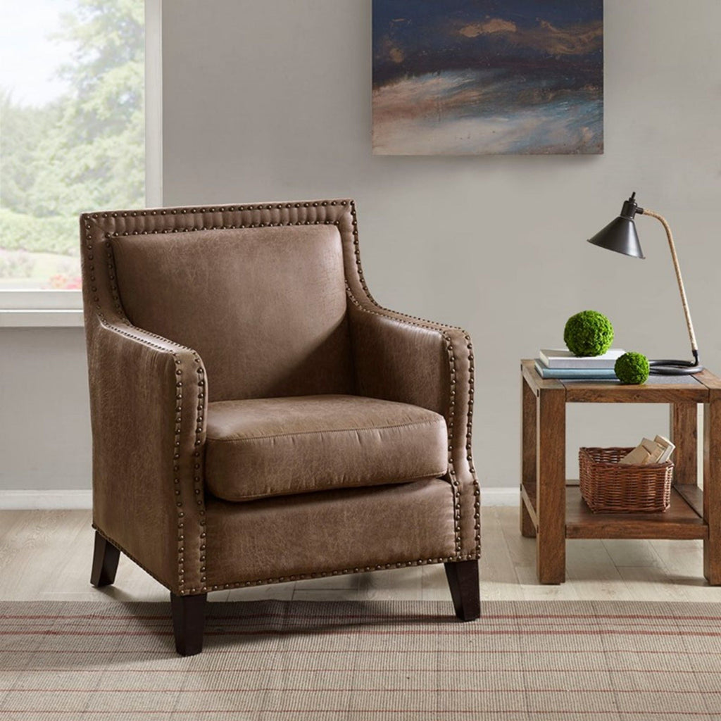 Shasta - Accent Chair With And Nail Buttons - Brown