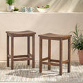 Outdoor Acacia Wood Counter Height Barstool Set of 2