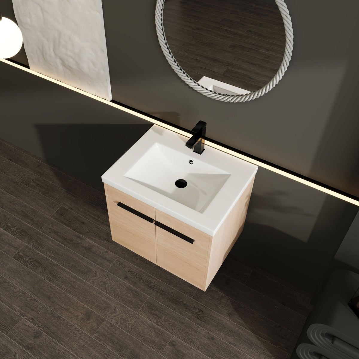 Bathroom Vanity Set With Resin Countertop Sink, 2 Doors
