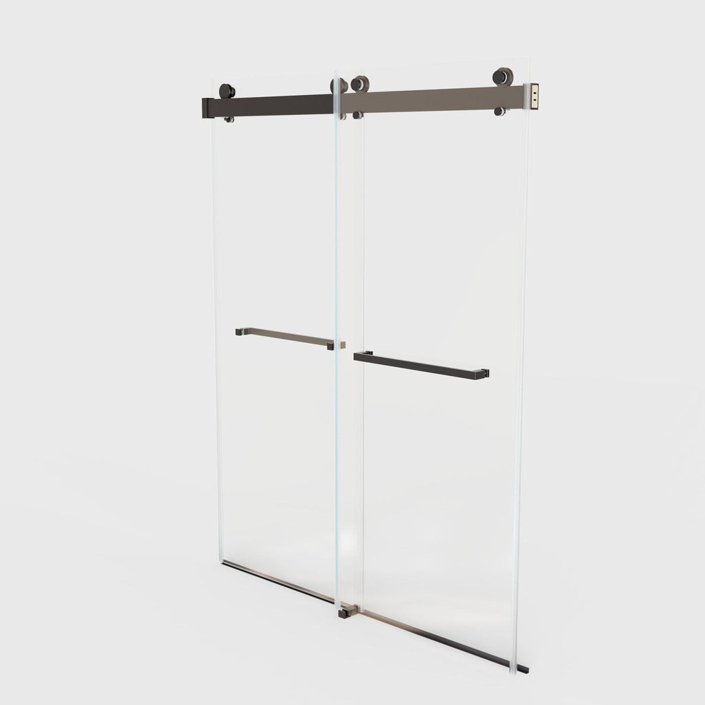 Frameless Double Sliding Soft-Close Shower Door, 3 / 8" (10Mm) Thick SGCC Tempered Glass Door, Matte