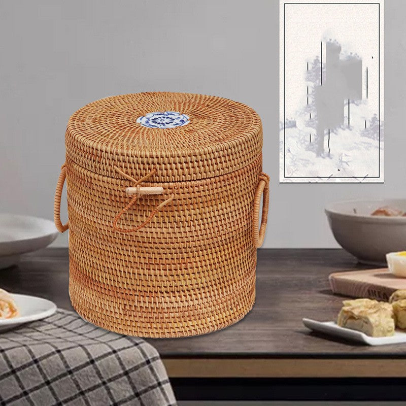 Vietnamese Handmade Rattan Weave Tea Storage