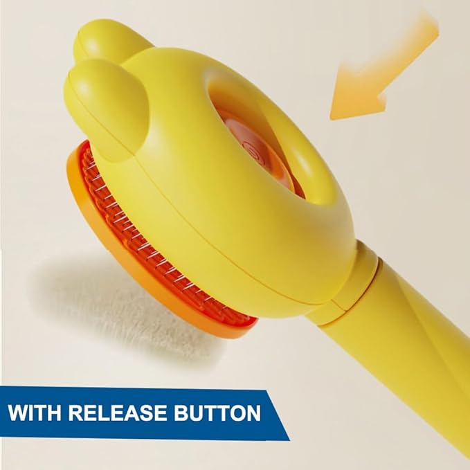 Cat Brush for Short or Long Haired Cats Dogs Rabbits, Cute Dog Brush with Release Button for Massage and Removes Loose Fur