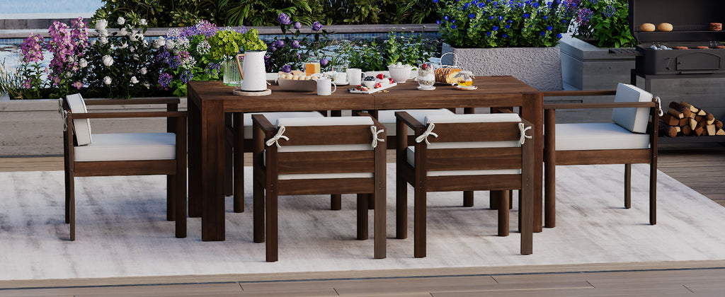 TREXM 7-Piece Patio Dining Table Set for 6