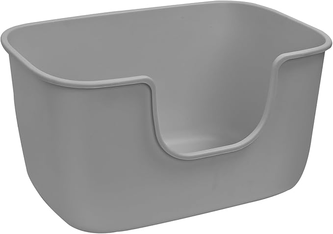 SpaceTime Extra Large Litter Box with High Sides,XL Low Entry Multi Cat Litter Pan for Kittens,Jumbo Litter Boxes for Big Cats,Anti-Splashing Cat Boxes for Indoor Cats,Open Top,Easy to Clean (Grey)