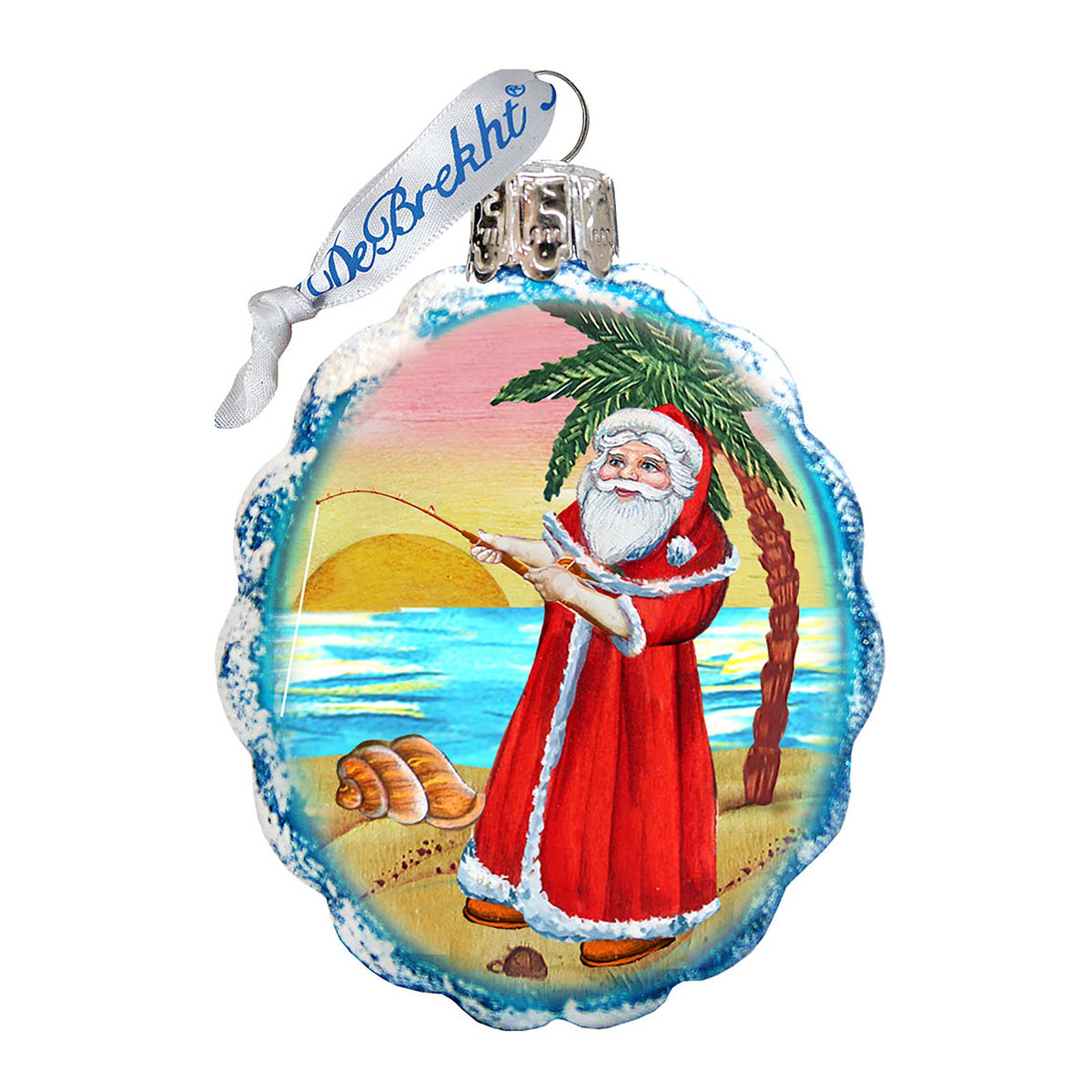 Flower Santa Mercury Glass Ornament by G. DeBrekht - Coastal Holiday Decor - 777361