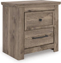 Signature Design by Ashley Stanziford Rustic 2-Drawer Nightstand with USB Port and Charging Station, Light Brown