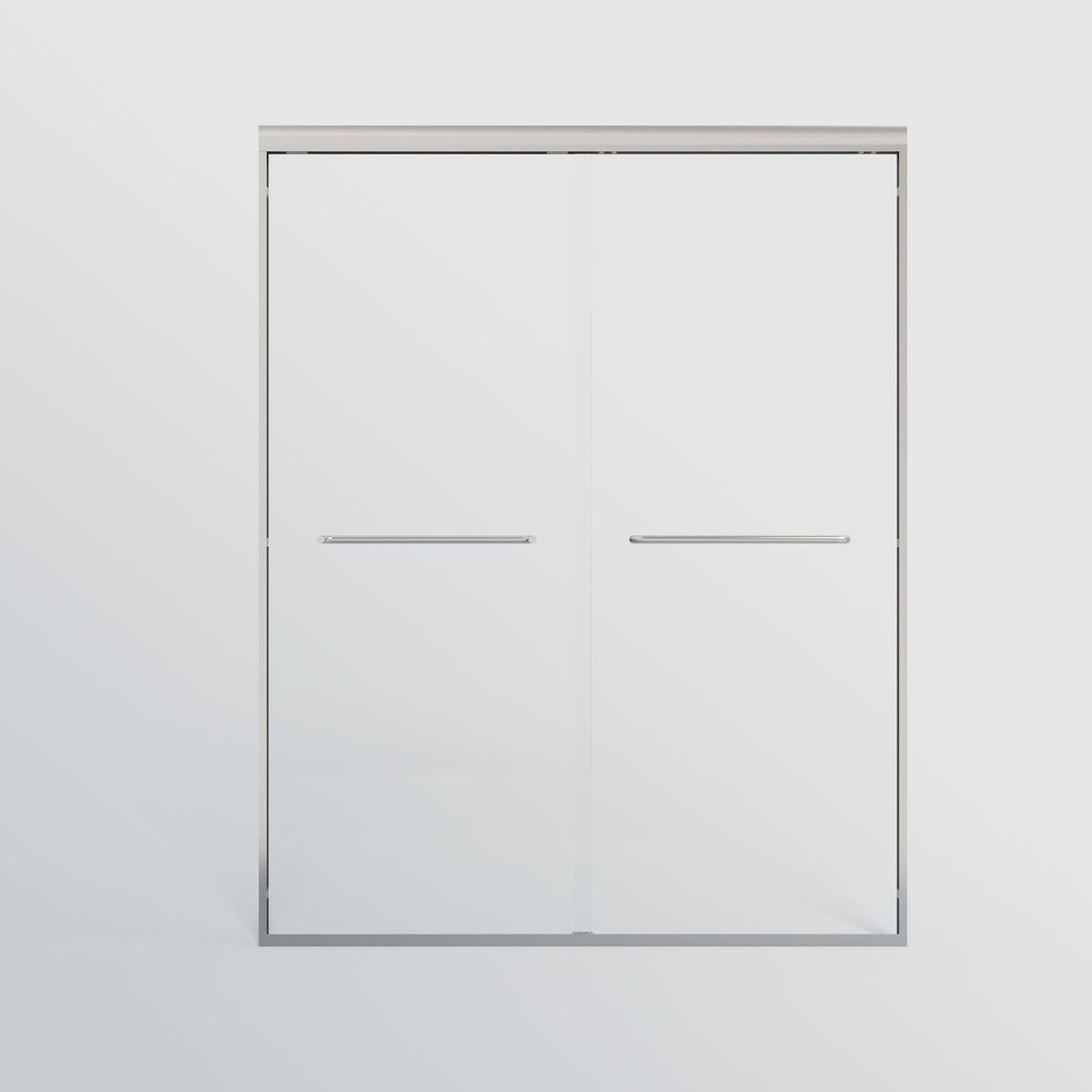 Double Sliding Shower Door, Semi-Frameless Bypass Bathroom Sliding Door With 1/4" (6 Mm) Tempered Glass For Walk-In Shower