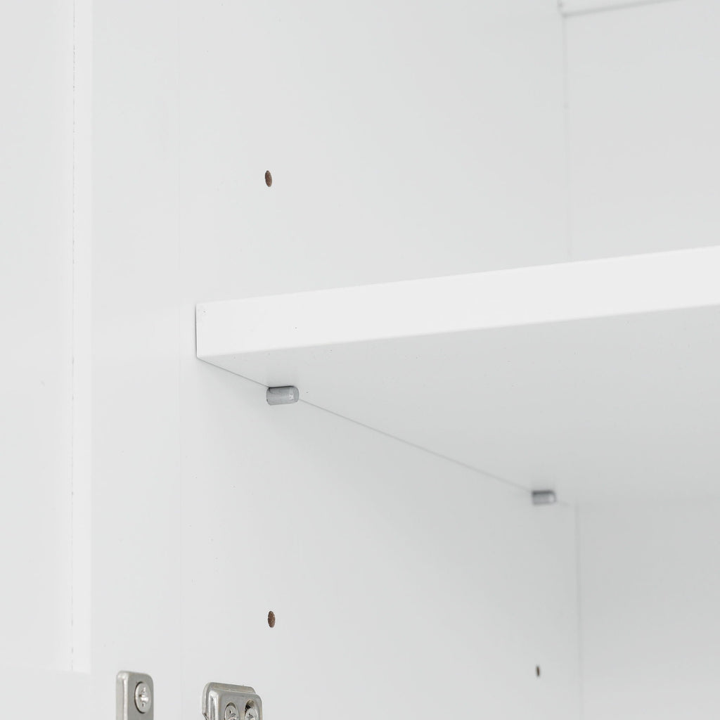 Bathroom Vanity With 2 Damping Hinge Doors, 3 Drawers, Adjustable Shelves - White