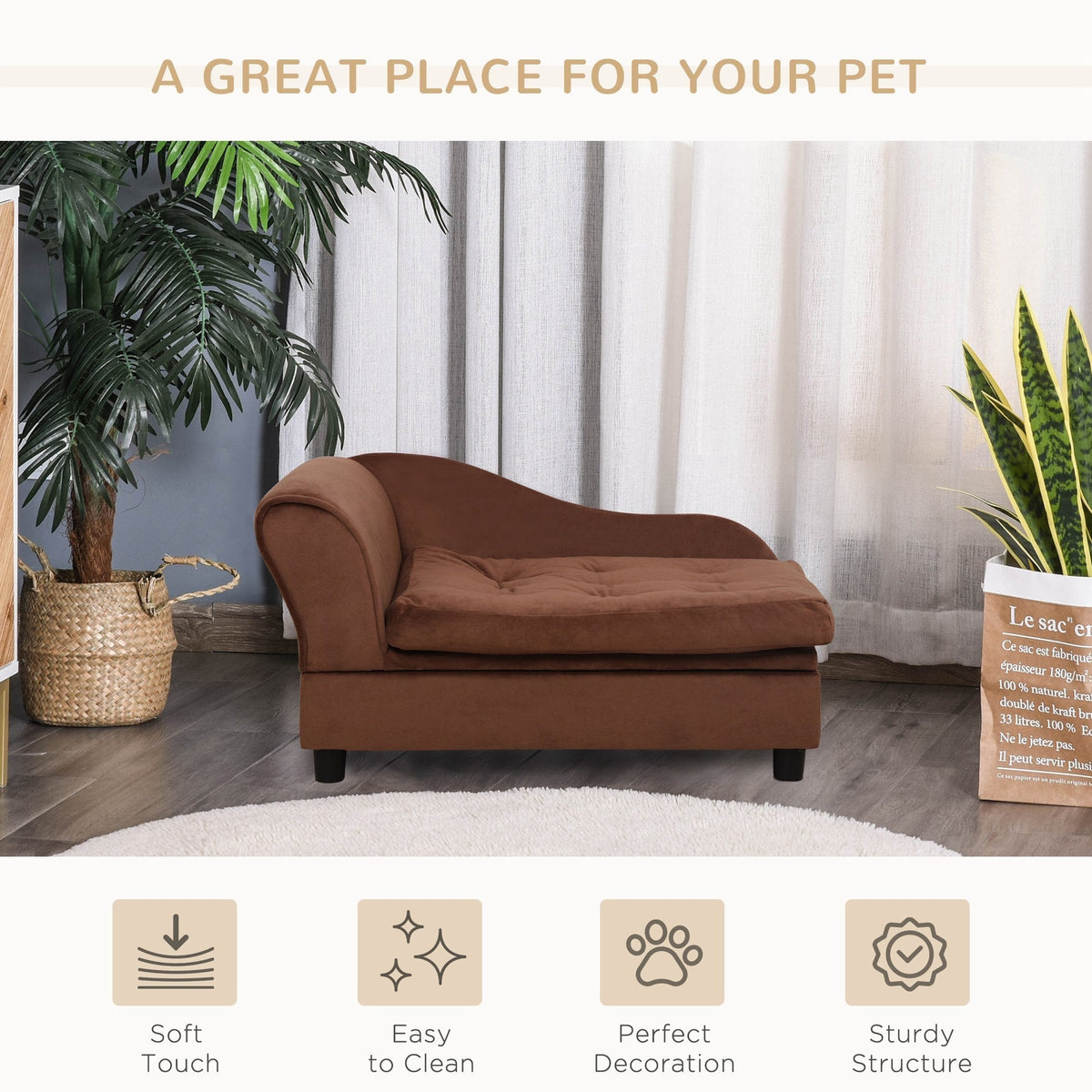 PawHut Luxury Fancy Dog Bed for Small Dogs with Hidden Storage