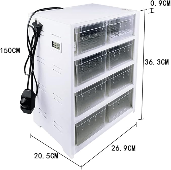 8-Grid Acrylic Pet Breeding Box,Large Reptile Enclosure with Hygrometer&Heating Pad,Lizard Spider Snake Tortoise Cage Pet Snake Terrarium Tank Multipurpose Multipurpose Feeding Box,White.
