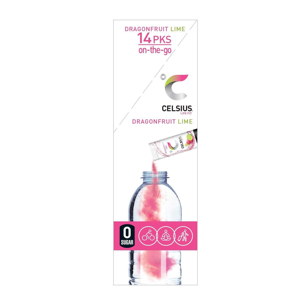 CELSIUS® On-The-Go Powder Sticks Dragonfruit Lime, Essential Energy 2.8 Oz