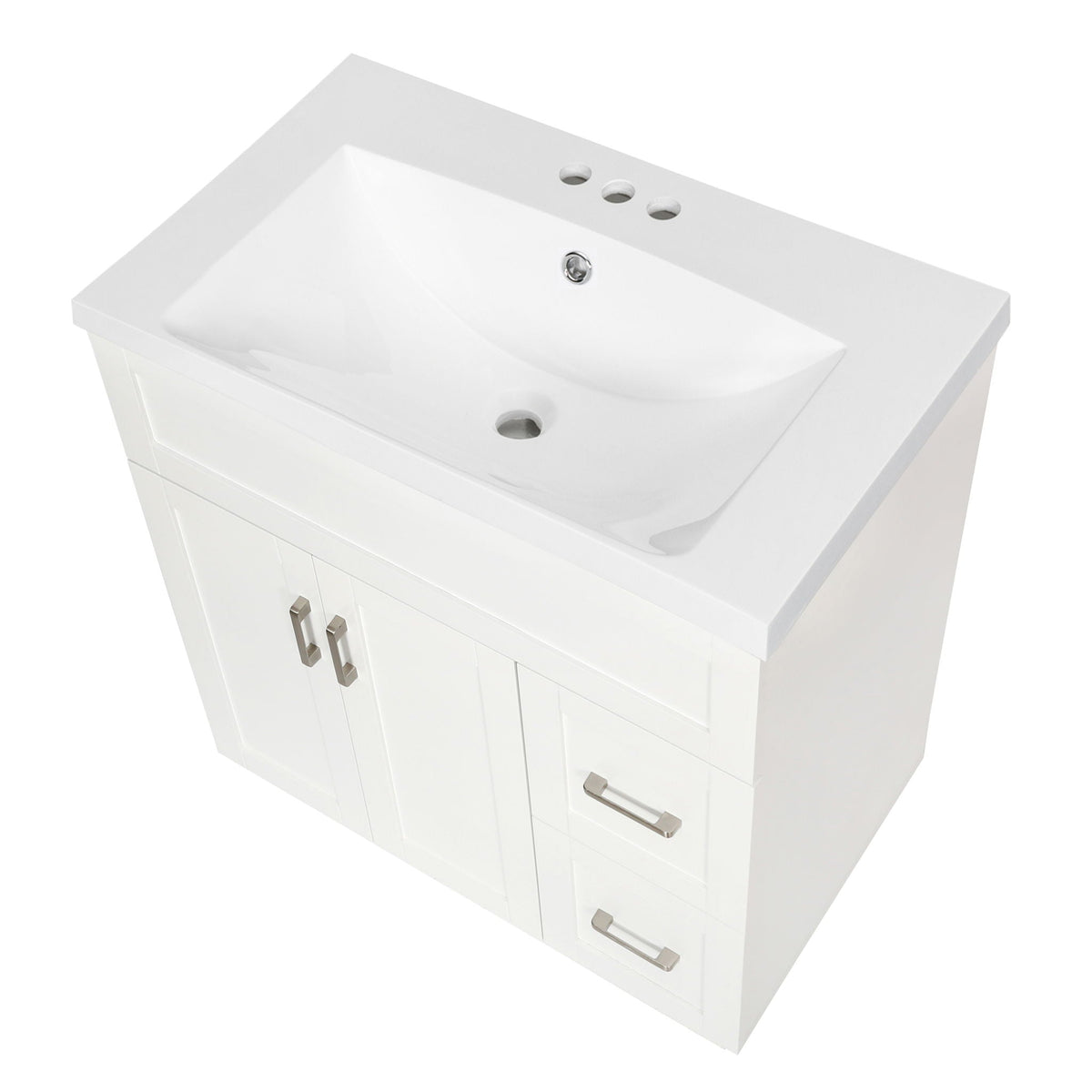 Bathroom Vanity With 2 Doors, 2 Drawers, Adjustable Shelf, Hidden Slides & Soft Close Hinges