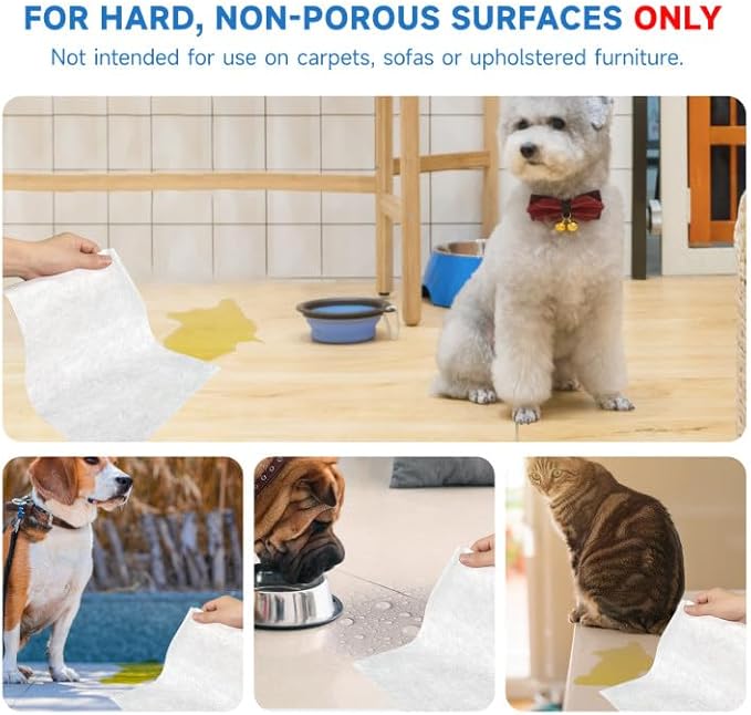 L&W BROS. Easy Clean Pet Quick Absorbent Sheets – Innovative Solution for Mess-Free Cleanup Not Traditional Pee Pads, 12"x10" for Urine and Pet Stain & Odor Remover (80 PCS)