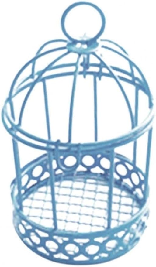 Blue Miniature Metal Wire Bird Cage Tealight Candle Holder Hanging Birdcage Lantern Wedding Candy Party Favor Box for Wedding Home Table DIY Decor, Decorations