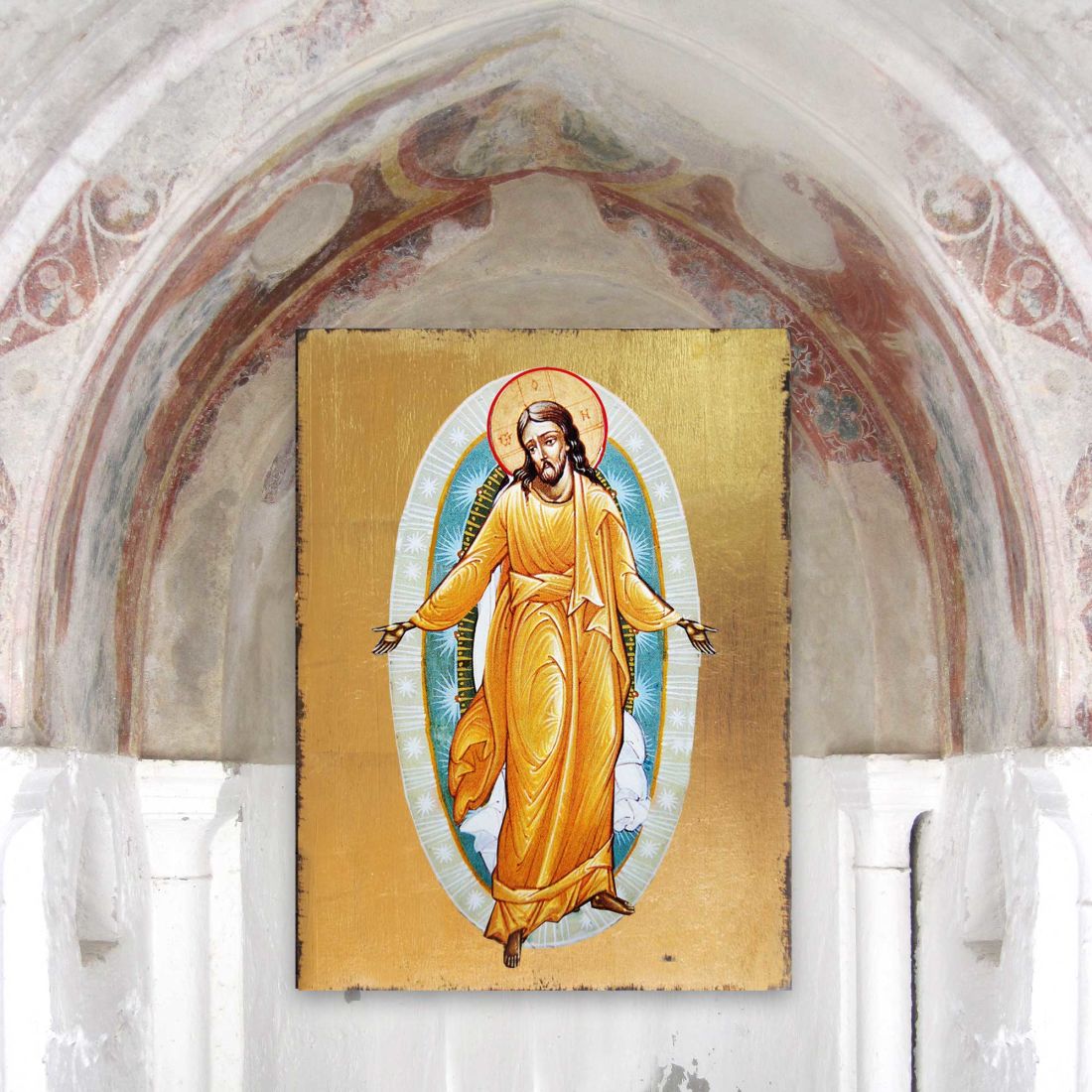 Resurrection Wooden Gold Plated Religious Christian Sacred Icon - Inspirational Icon Decor - 85059