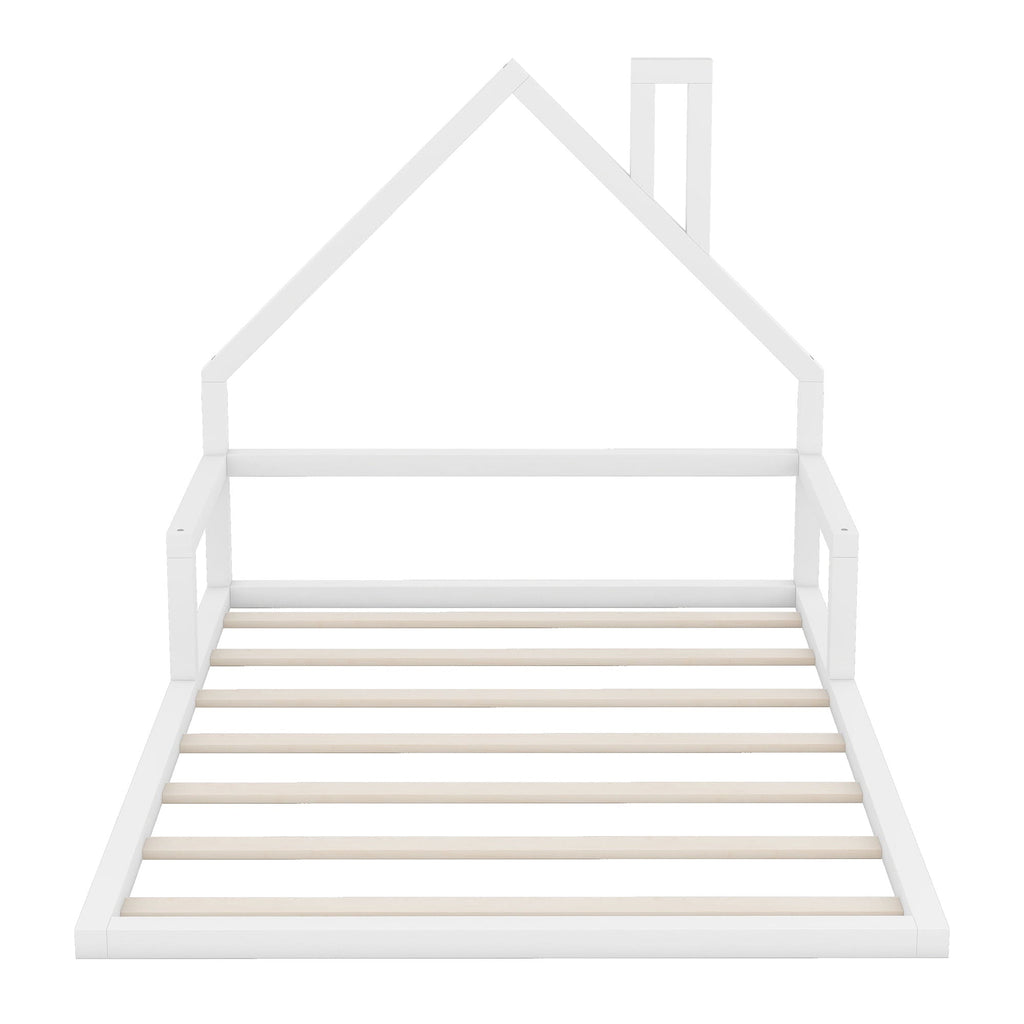 Elegant Floor Bed With House Shaped Headboard