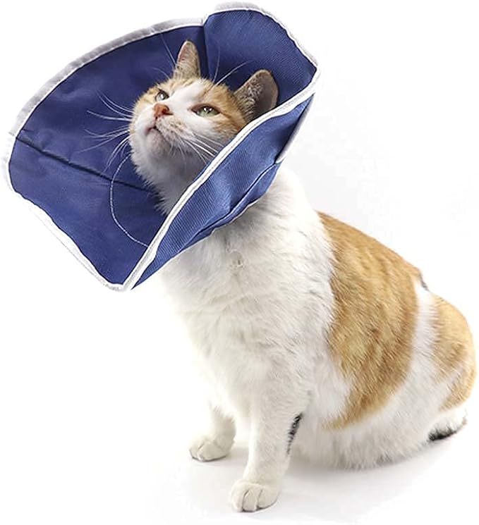 Soft Cat Recovery Collar Cat Cone E Collar Nonwoven Fabric Elizabethan Collar Loops-Protective Wound Healing Specially Designed for Cats and Puppies - Easy to Eat and Drink (M)