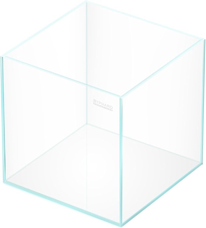 Cube Rimless Aquarium 11 Gallon, Ultra Clear Low Iron Square Fish Tank, L13.8×W13.8×H13.8 Glass Thickness 5mm with EVA Foam Leveling Mat