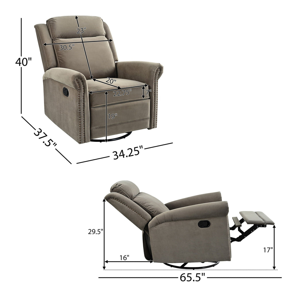360 Degrees Swivel Manual Rocking Recliner with Adjustable Backrest