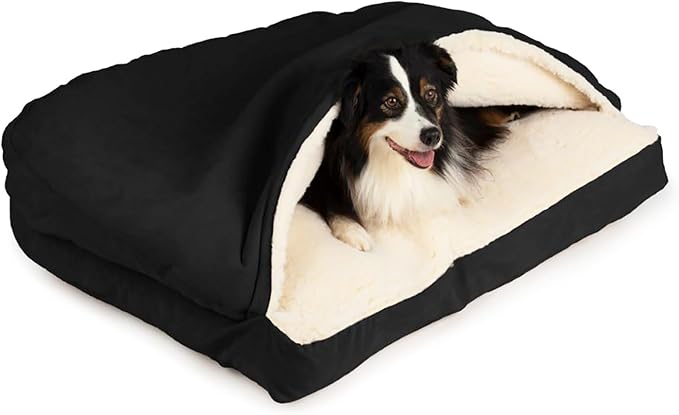 Snoozer Pet Products Luxury Rectangle Cozy Cave Dog Bed with Microsuede, Large, Black
