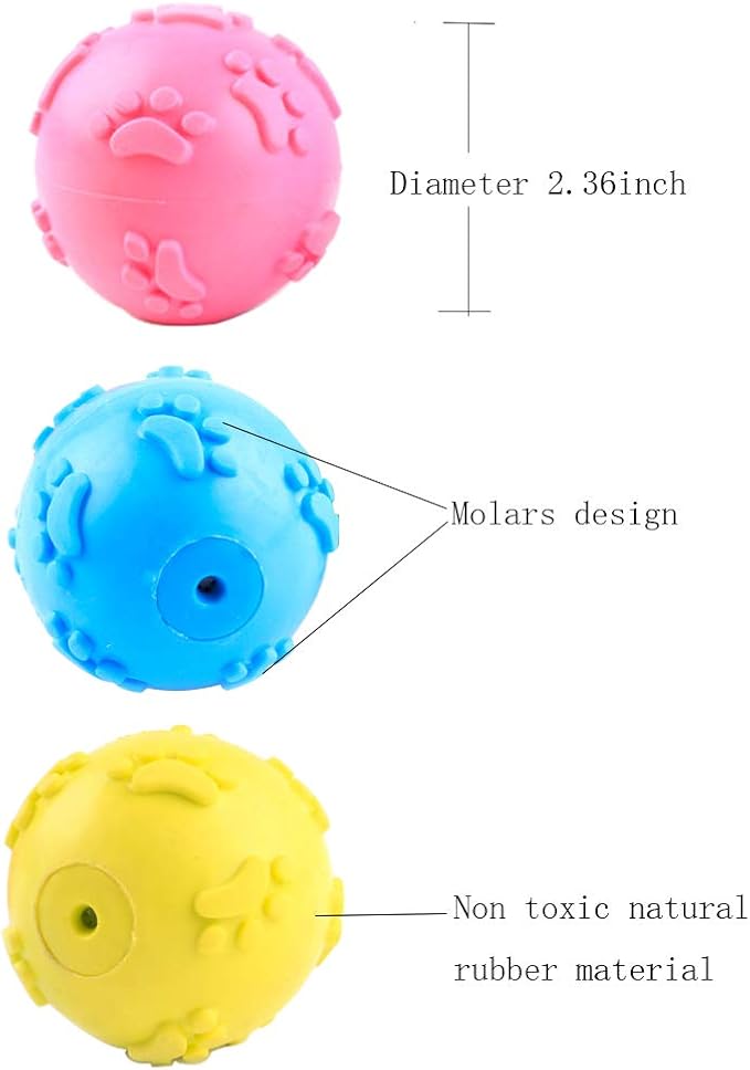 Dog Toys ，Dog Balls for Small Medium Large Dogs Squeaky Toy Balls 3 Pcs