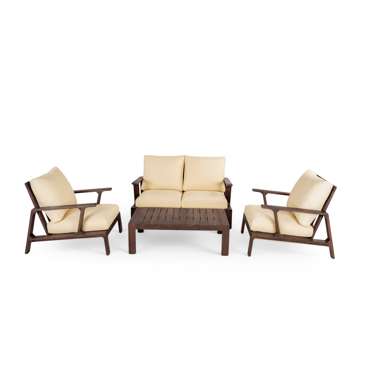 4 Pieces Outdoor Sofa Set with Cushions and Coffee Table