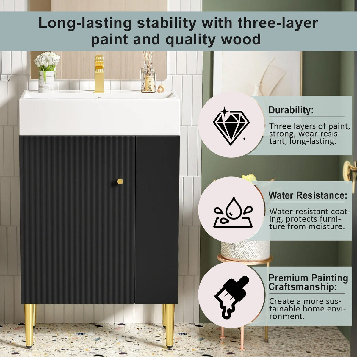 Bathroom Vanity, Combo Cabinet, Bathroom Storage Cabinet, Single Ceramic Sink