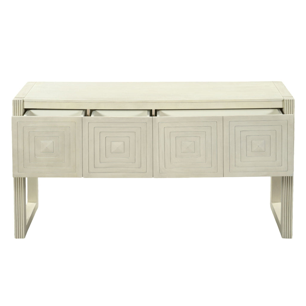 Geometric Carved Console Table With 3 Soft Close Drawers