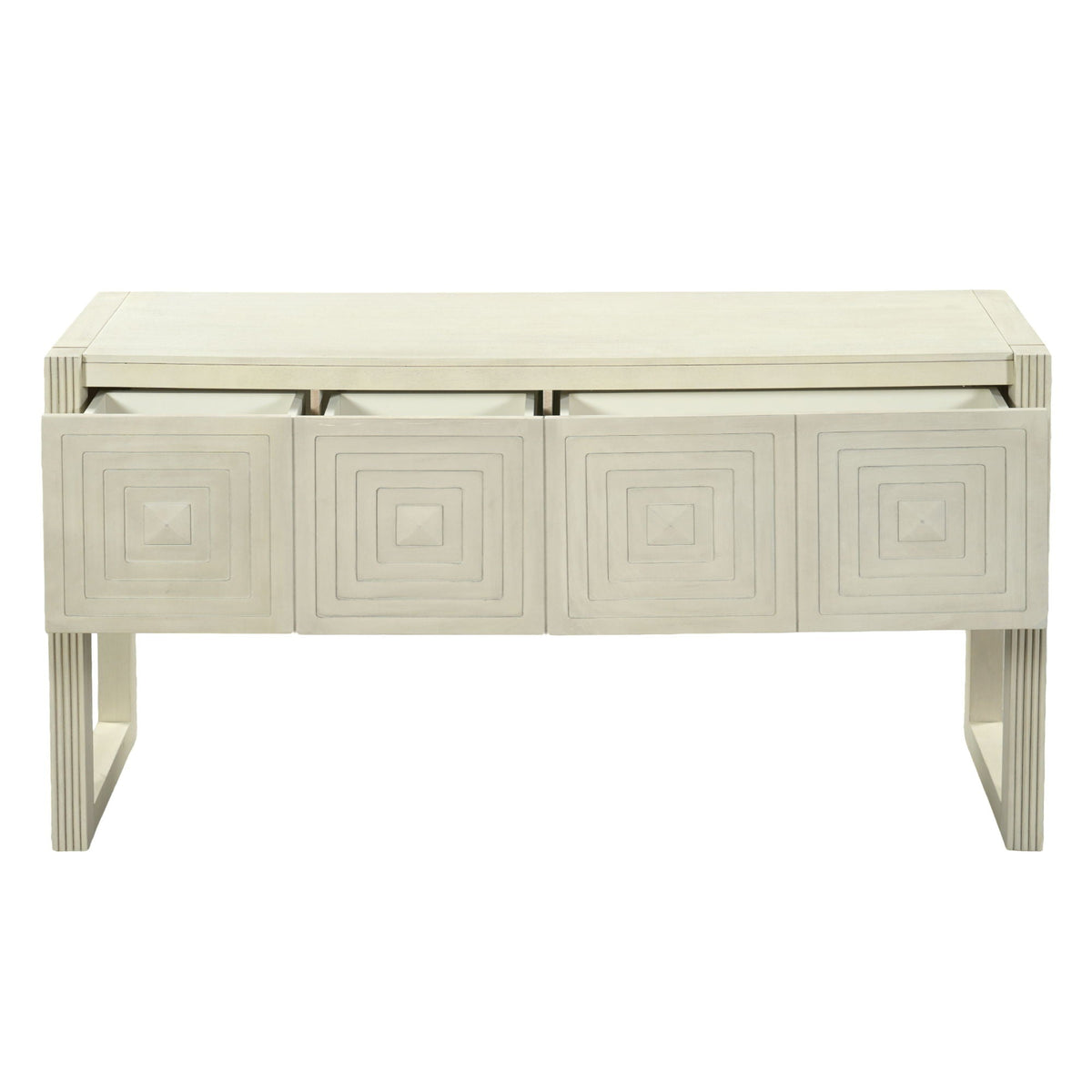 Geometric Carved Console Table With 3 Soft Close Drawers