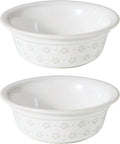 6.3inch Ceramic Set of 2 Dog Bowls, Food and Water Bowls for Small and Medium Dog, 2pcs Basic Dog Bowl, Wide Opening Rounded Edge (2 Bowls, Reactived Glaze -White)
