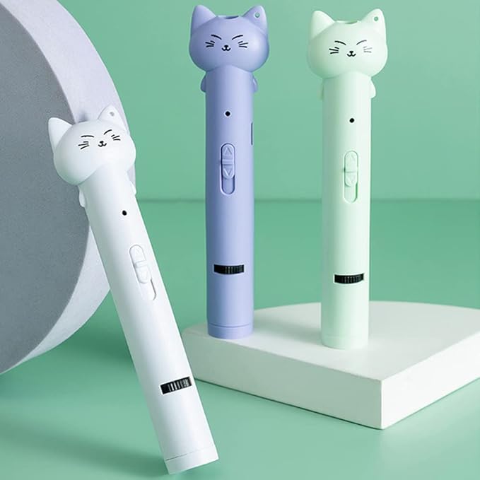 PARTSPOWER Laser Pointer Interative Cat Toy for Cats to Chase, Rechargeable Red Laser Light Pointer Exercises Training Tool for Kittens Cats Dogs (White)