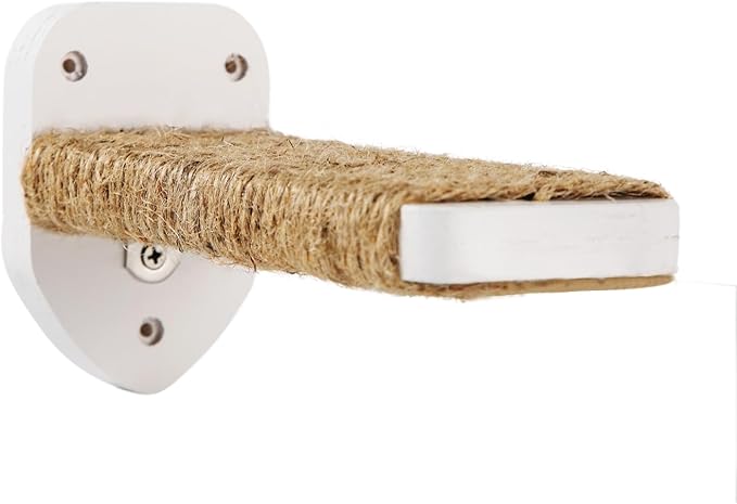 3-in-1 Cat Climbing Wall Steps with Hemp Rope, Shelves and Perches - Wall-Mounted Cat Furniture Set with Scratching Pads (White)