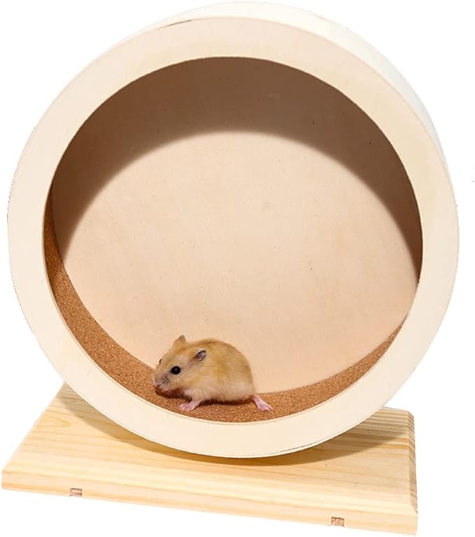 antiai Hamster Wooden Silent Wheel, 12 Inch Small Animal Exercise Wheel Accessories, Quiet Spinner Hamster Running Wheels Prevent Depression Toys for Hamsters, Gerbils, Mice and Other Small Pets (XL)