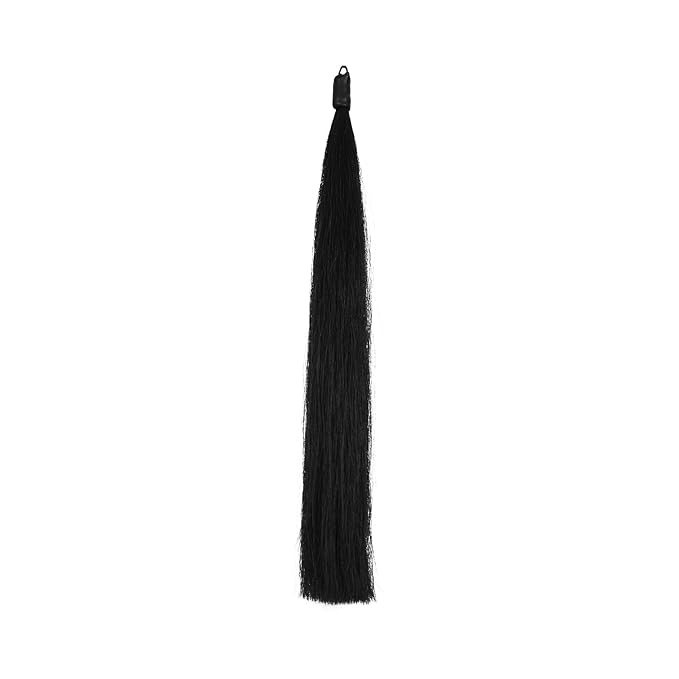 Horse Tail Extension with Braided Horsehair Loop, Blunt Cut Bottom, 3/8 lb, 28-30 inches (Jet Black)