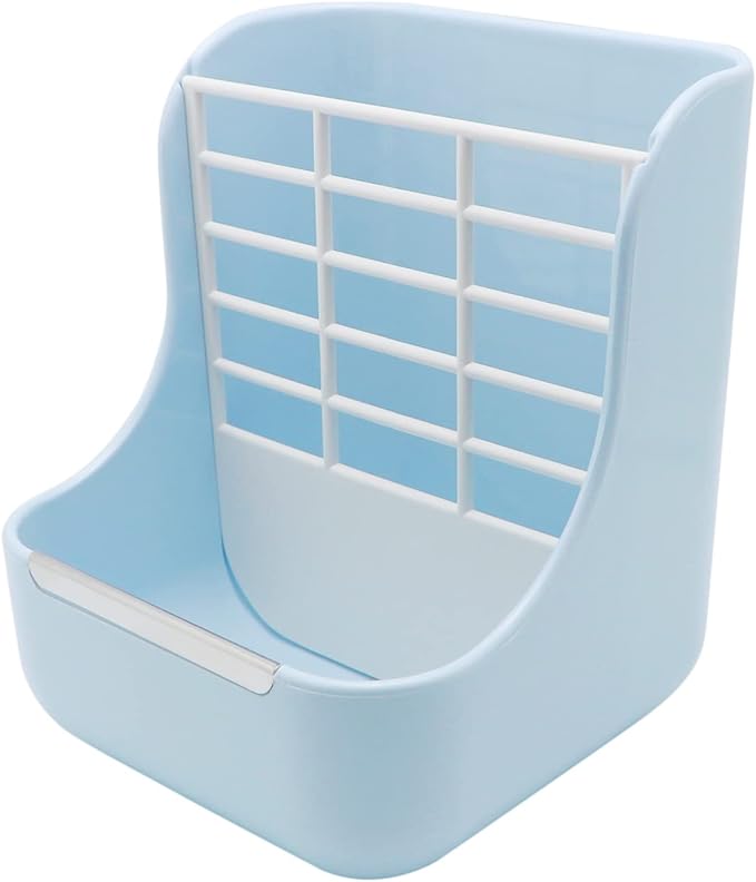 Litewoo Rabbit Hay Feeder Guinea Pig Feeder, 2 in 1 Automatic Small Animal Food Bowl Feeding Cage Accessories (Blue)