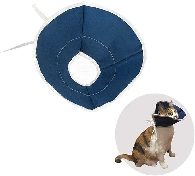 Soft Cat Recovery Collar Cat Cone E Collar Nonwoven Fabric Elizabethan Collar Loops-Protective Wound Healing Specially Designed for Cats and Puppies - Easy to Eat and Drink (S)