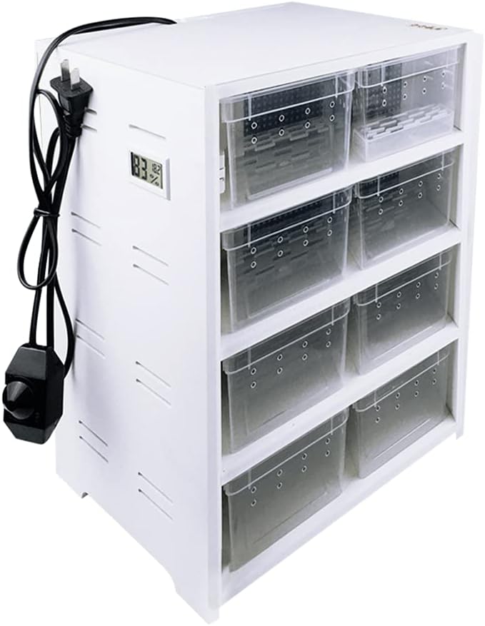 8-Grid Acrylic Pet Breeding Box,Large Reptile Enclosure with Hygrometer&Heating Pad,Lizard Spider Snake Tortoise Cage Pet Snake Terrarium Tank Multipurpose Multipurpose Feeding Box,White.