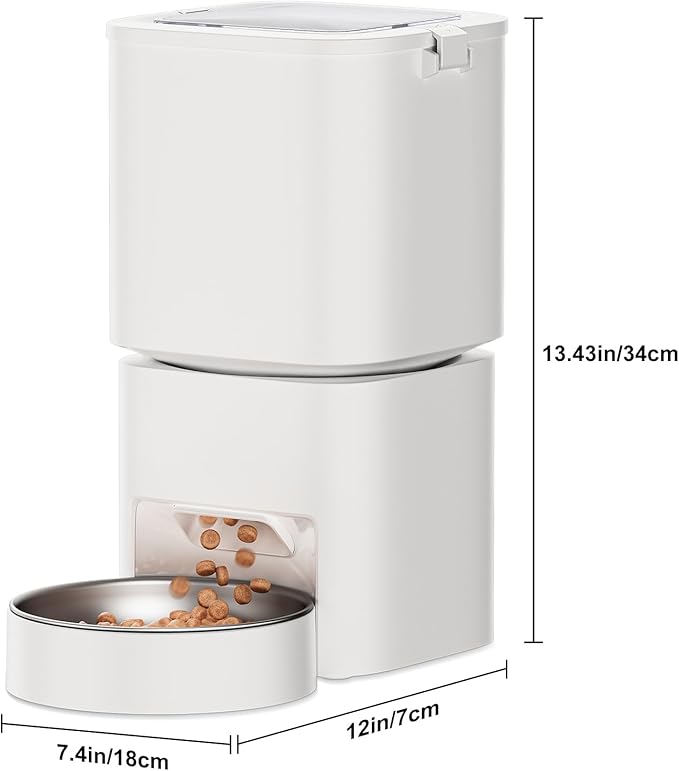5L/21 Cups Automatic Cat Feeder, Timed Automatic Pet Feeders, Cat Dry Food Dispenser Dual Power, 10 Meals Programmable 1-15 Portion Control Cats Feeder, Pet Food Dispenser for Cats & Puppy(Not WiFi)