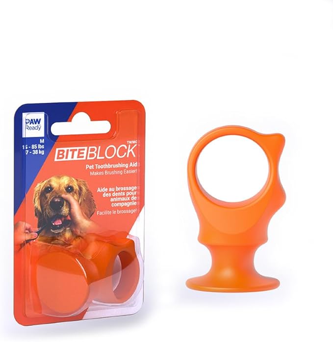 Pet Toothbrushing Assistant for Puppies' Dogs and Cats Allows You to Brush Your pet’s Teeth Without Constantly Worrying About Getting Bitten. (Orange, Medium)