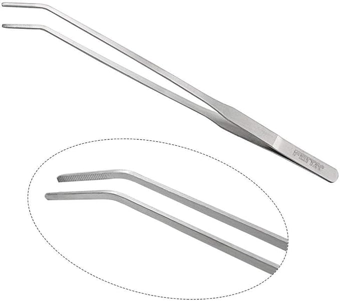 Aquarium Tweezer Set - FEITA Long Stainless Steel Curved & Straight Aquarium Feeding Tweezers Scissors Maintenance Tools Kit (3 Pcs)