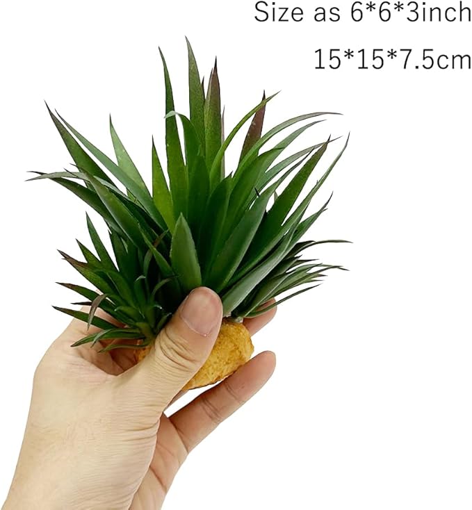 Smoothedo-Pets Reptile Artificial Plants Succulent Terrarium Decorative Desert Rainforest Plant Lizard Beard Chameleon Gecko Snake Amphibious Sea Turtle Tank Accessory (Agave-Set)
