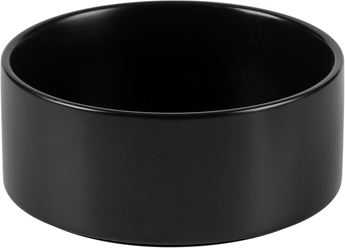 Non-Slip 8.2inch Ceramic Dog Food and Water Bowl for Large Breed Dogs, Pet Bowl for Replacement (Single Bowl, Black)
