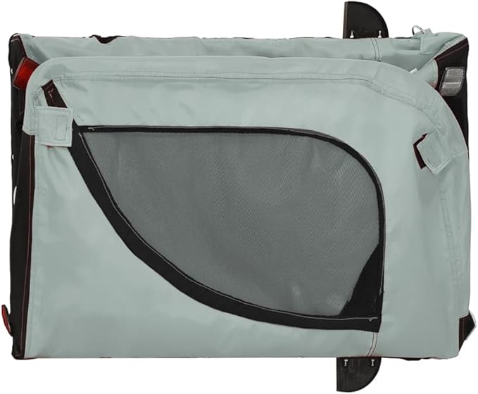 Tidyard Pet Bike Trailer Gray and Black Oxford Fabric and Iron Pet Bicycle Carrier, Animal Bike Stroller for Cat, Puppy, Dog, Outdoor, Travel Style A