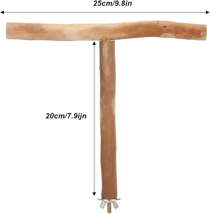 Wood Bird Perch, T Shaped Birdcage Stand Wooden Parrot Perch Stand Perch for Bird Cage Grinding Bird Perch Branches, T Perch Bird Accessory, Easy to Install