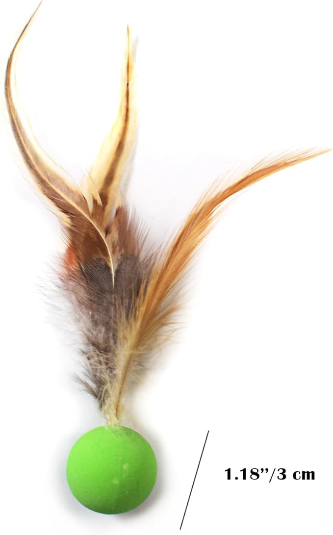 Cat Toy Balls, 5 PCS Colorful Feather Bouncy Balls for Cats No Noise Interactive Kitten Toys Cat Exercise Ball, Safe for Your Kitty (A)