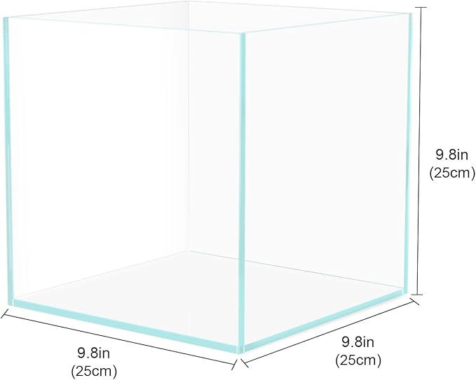Cube Rimless Aquarium 4 Gallon, Ultra Clear Low Iron Nano Fish Tank for Betta, L9.8×W9.8×H9.8 Glass Thickness 5mm with EVA Foam Leveling Mat