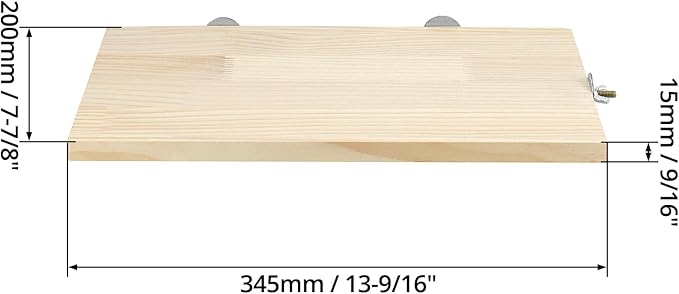 QWORK 13.6" x 7.9" Natural Wood Rectangle Stand for Bird Cages Suitable for Parakeets, Cockatiels, and Small Animals Easy Install with Stainless Steel Hardware 2 Pcs