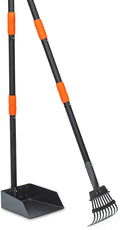Niubya Pooper Scooper for Dogs, Metal Poop Scooper Tray and Rake Set with Adjustable Long Handle, Dog Pooper Scooper for Pet Waste Removal